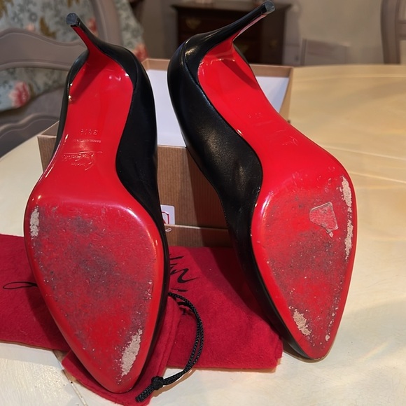 CHRISTIAN LOUBOUTIN WOMANS ELOISE 85 NAPPA SHINY BACK HEELS 38.5 - Picture 9 of 9